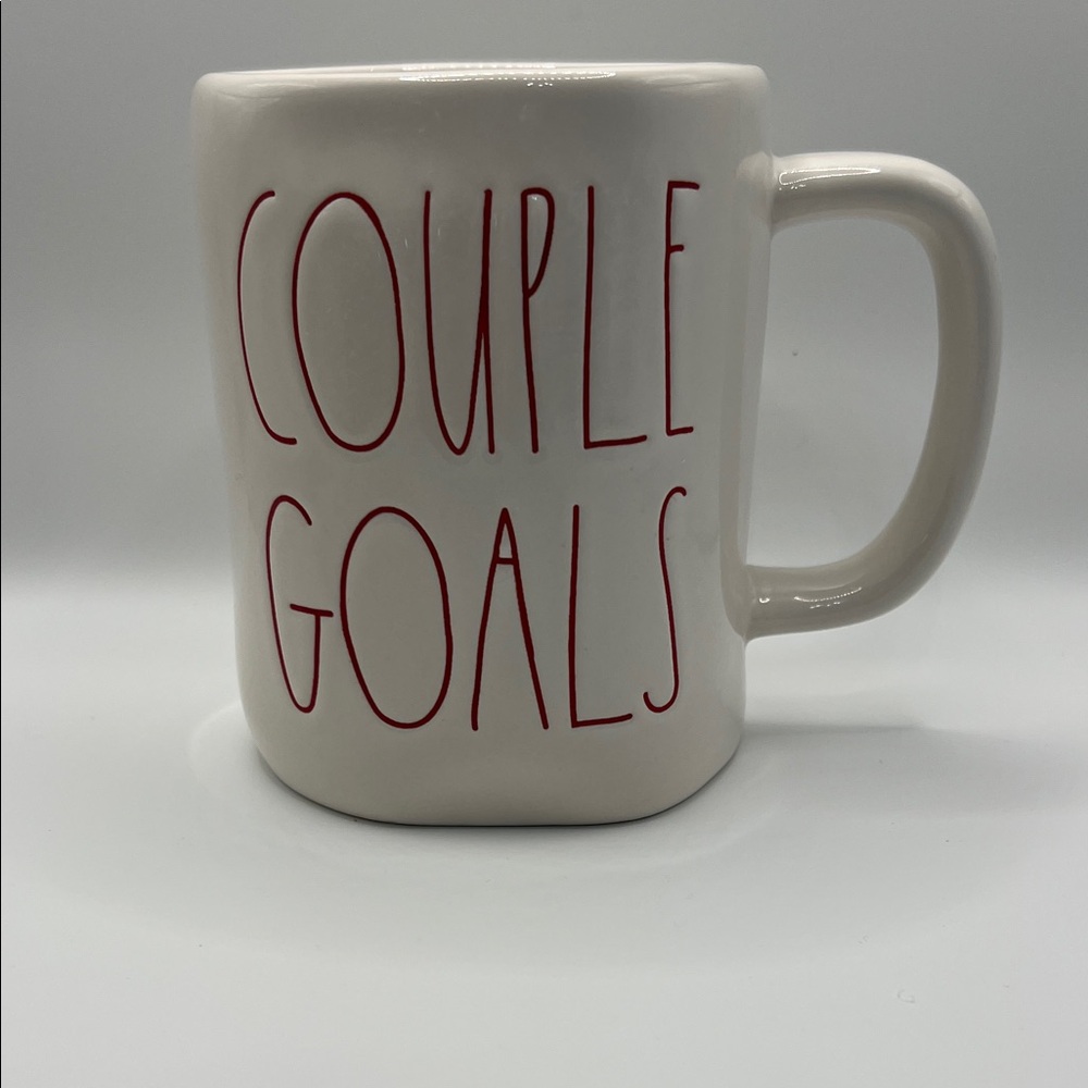 Rae Dunn Cream Mug with Red Text